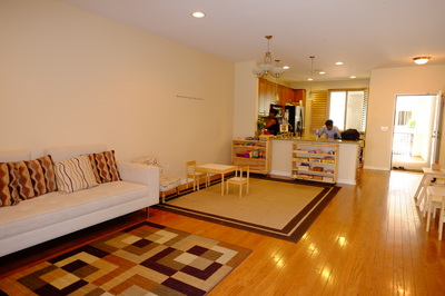 Classroom view with carpet and furniture