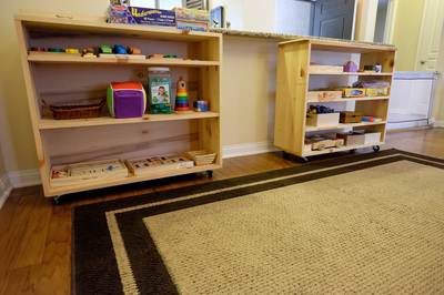 Montessori shelving with learning materials