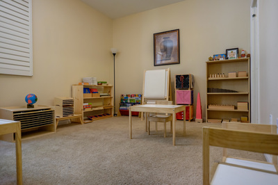 Classroom with learning materials and globe