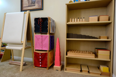 Montessori shelving with materials